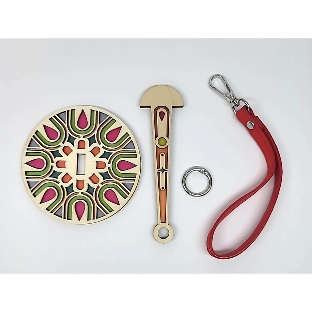 Portable Wood Yarn Holder with Wrist Strap Knitt or Crochett-Travel